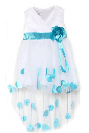 Robe de cortège enfant textile en tulle haut bas avec zip entrecroisé avec fleurs - Photo 1