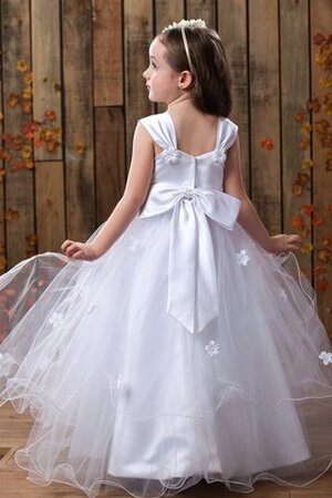 Abito da Cerimonia Bambini in Tulle A-Line con Increspato con Fiore - Foto 2