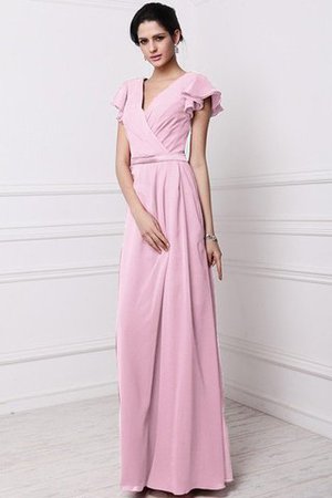 Robe demoiselle d'honneur plissé longue en chiffon avec fronce en forme - Photo 25