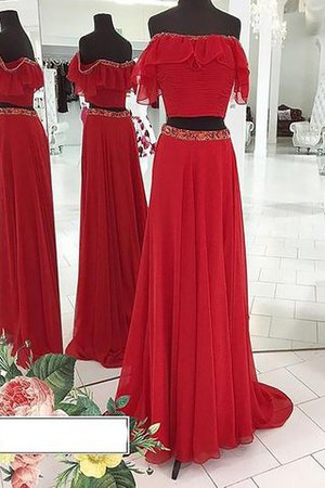 A Linie Chiffon Perlenbesetztes Ärmelloses Bodenlanges Abendkleid - Bild 1