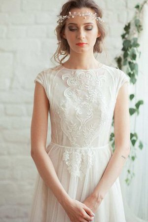 Robe de mariée sage appliques avec manche épeules enveloppants avec manche courte avec perle - Photo 3