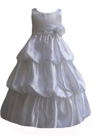 Abito da Cerimonia Bambini in Taffeta Senza Maniche con Increspature con Fiore A-Line - Foto 1