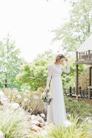 Abito da Sposa Elegante Cerniera in Chiffon Vintage Spazzola Treno moda - Foto 5