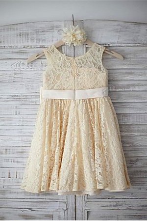 Robe de cortège enfant naturel avec fleurs avec zip avec nœud à boucle ligne a - Photo 2