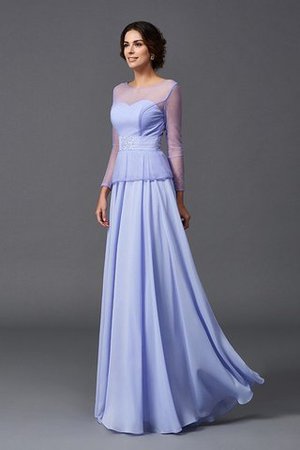 Robe mère de mariée longue avec zip avec manche longue avec chiffon a-ligne - Photo 6