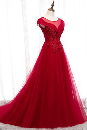 Robe de bal ligne a textile en tulle manche nulle enchanteur en satin - Photo 3