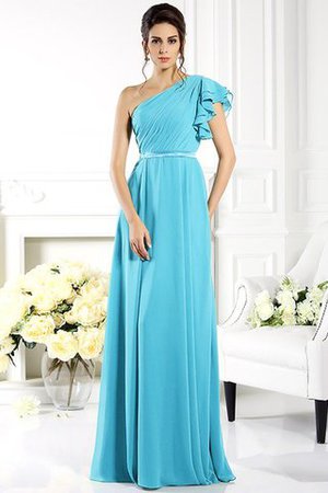 Robe demoiselle d'honneur longue a-ligne de lotus en chiffon avec sans manches - Photo 3