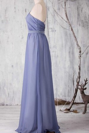 Robe demoiselle d'honneur croisade ruché avec perle ligne a d'épaule asymétrique - Photo 3