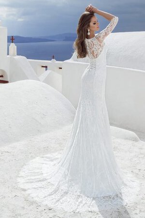 Abito da Sposa in Pizzo a Spiaggia con Perline Senza Maniche Sirena Elegante - Foto 3