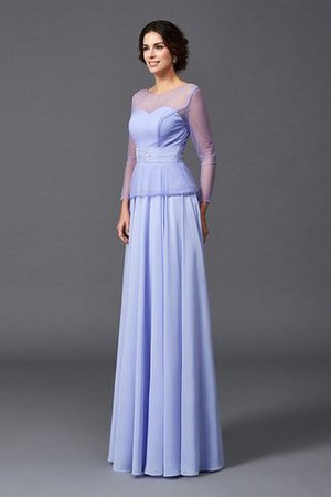 Robe mère de mariée longue avec zip avec manche longue avec chiffon a-ligne - Photo 5