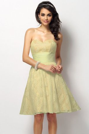 Robe demoiselle d'honneur courte naturel ligne a de princesse en satin - Photo 8