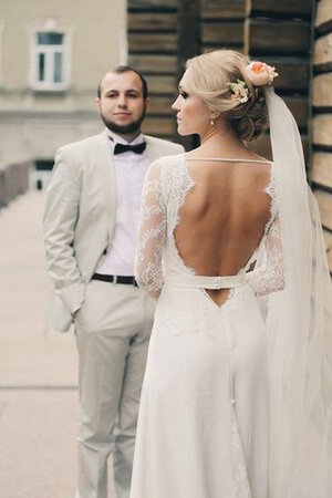 Abito da Sposa in pizzo Semplice in Chiffon con Maniche Lunghe A-Line in Pizzo - Foto 3