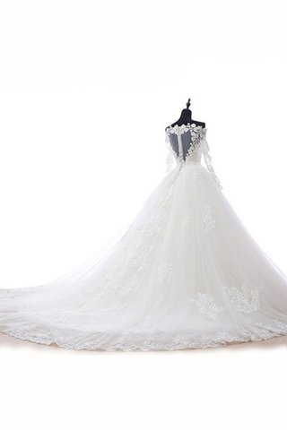 Robe de mariée naturel de col en cœur en organza en tulle decoration en fleur - Photo 2