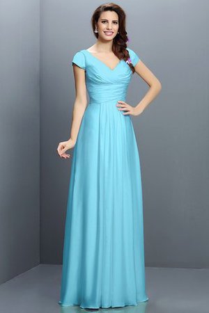 Robe demoiselle d'honneur plissé avec zip en chiffon de princesse a-ligne - Photo 3