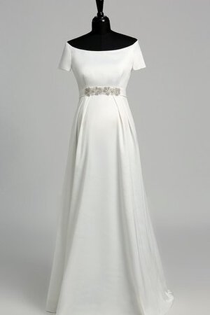 A-Line kurze Ärmeln Satin bodenlanges stilvolles Brautkleid mit Perlen - Bild 1