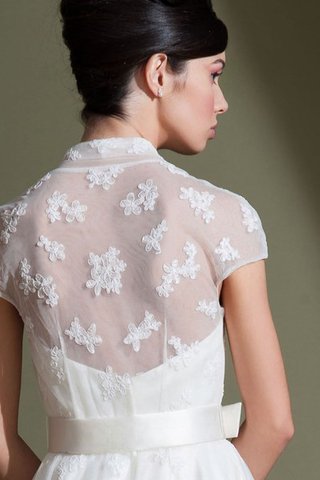 Robe de mariée longueur à cheville ligne a appliques avec manche courte - Photo 2