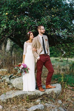 Abito da Sposa Semplice Spazzola Treno Farfalla Ornamento Naturale in Pizzo - Foto 3