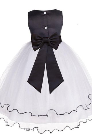 Abito da Cerimonia Bambini con Fiocco con Fiore A-Line in Tulle Senza Maniche - Foto 2