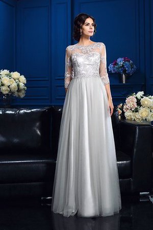 A-Line Prinzessin Bodenlanges Brautmutterkleid mit Applike mit Schaufel Ausschnitt - Bild 5