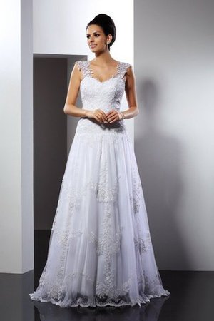 Robe de mariée classique longue a-ligne de princesse de tour de ceinture en haute - Photo 1