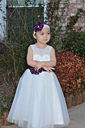 Robe de cortège enfant plissé avec fleurs en tulle de lotus longueur au ras du sol - Photo 3