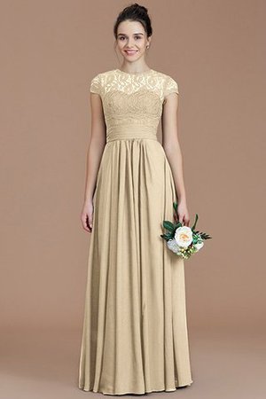 Natürliche Taile A Linie Kurze Ärmeln Juwel Ausschnitt Brautjungfernkleid mit Bordüre - Bild 12