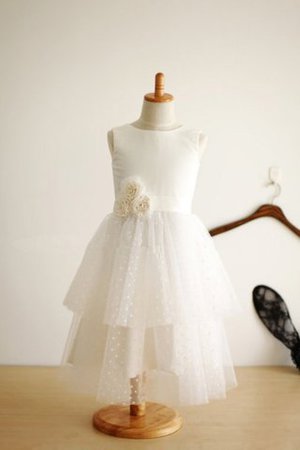Ärmellos Tüll Normale Taille Prinzessin Blumenmädchenkleid mit Reißverschluss - Bild 1
