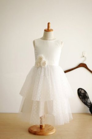 Robe de cortège enfant longue naturel a-ligne de princesse avec fleurs - Photo 1