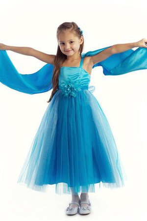 Robe de cortège enfant plissé longueur à cheville avec zip bandouliere spaghetti en tulle - Photo 2