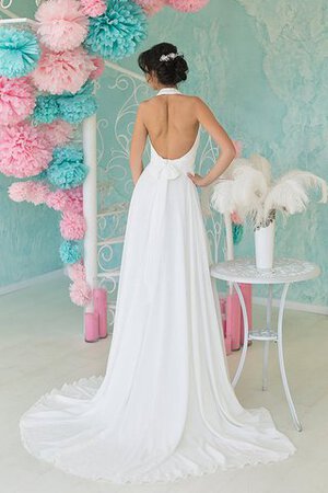 Abito da Sposa Anello in Chiffon con Perline alta vita Senza Maniche A-Line - Foto 3