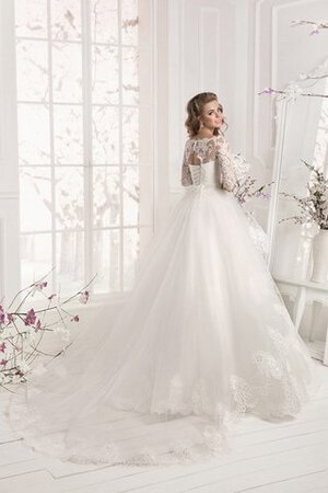 Robe de mariée en organza de traîne moyenne avec décoration dentelle ligne a avec lacets - Photo 3