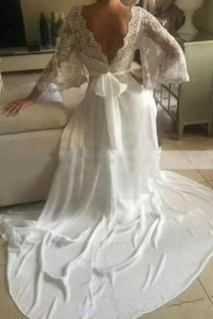 Robe de mariée avec broderie a salle intérieure spécial jusqu'au sol charmeuse - Photo 3