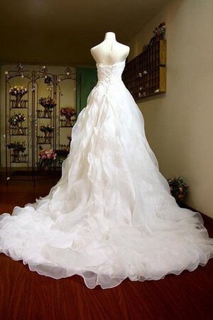 Abito da Sposa con Applique Cappellino in pizzo Cuore A Terra in Organza - Foto 3