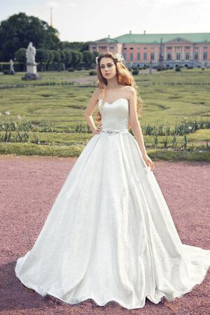 Abito da Sposa Naturale A Terra Cuore Lungo Senza Maniche con Perline - Foto 1