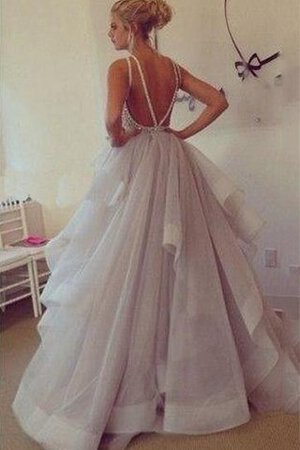 Robe de bal derniere tendance v col profonde col en bateau longueur au ras du sol en tulle - Photo 2