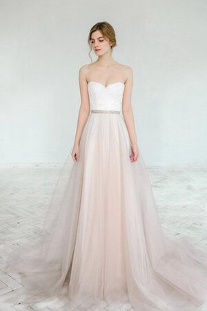 Robe de mariée delicat avec ruban avec lacets avec perle a-ligne - Photo 1