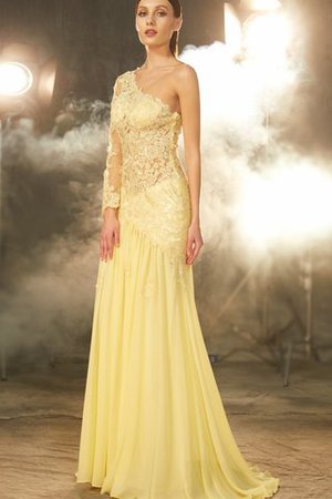 Robe de soirée longue de traîne courte collant avec manche longue avec chiffon - Photo 3