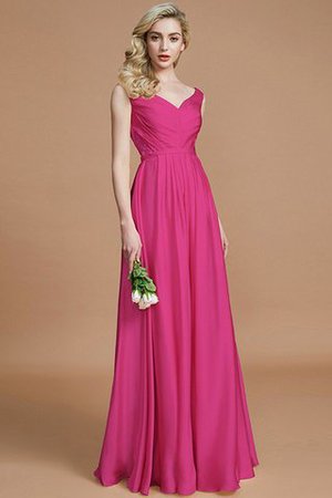 Ärmelloses A Linie Chiffon Normale Taille V-Ausschnitt Brautjungfernkleid - Bild 16