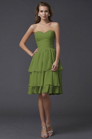 Robe demoiselle d'honneur naturel courte de col en cœur avec sans manches en forme - Photo 15