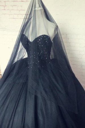 Robe de quinceanera longue textile en tulle avec perle en organza avec fleurs - Photo 1