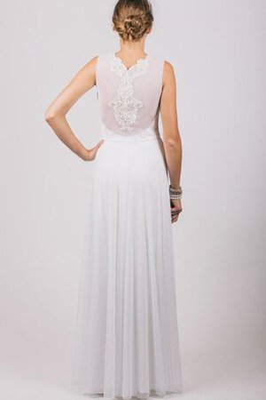 Robe de mariée manche nulle de col en v avec chiffon longueru au niveau de sol a-ligne - Photo 3