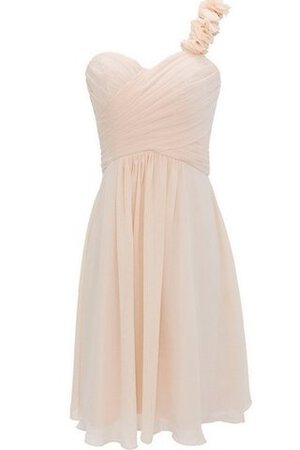 Robe demoiselle d'honneur plissé naturel avec fleurs en chiffon manche nulle - Photo 9