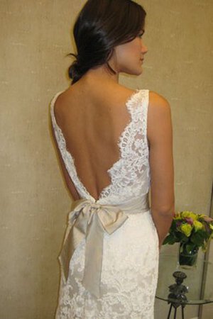 Robe de mariée romantique encolure ronde de col bateau ceinture de traîne moyenne - Photo 4