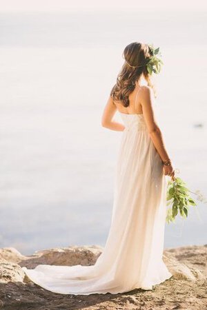 Abito da Sposa Naturale con Perline a riva Cerniera Senza Maniche Coda A Strascico Corto - Foto 3