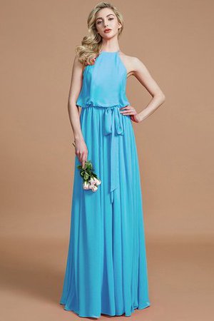 Robe demoiselle d'honneur naturel jusqu'au sol avec chiffon de dos nu avec ruban - Photo 8