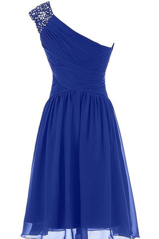 A-Line ein Träger mini Brautjungfernkleid aus Chiffon mit natürlicher Taille - Bild 2