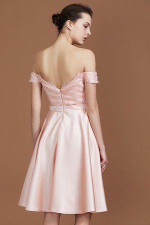 Robe demoiselle d'honneur de princesse ligne a en satin accrocheur avec manche courte - Photo 8