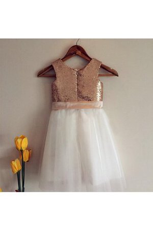 Abito da Cerimonia Bambini decorato con Increspature in Tulle al ginocchio A-Line con Perline - Foto 3