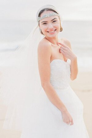 Abito da Sposa a Spiaggia Senza Maniche in Organza A-Line Naturale Cuore - Foto 5