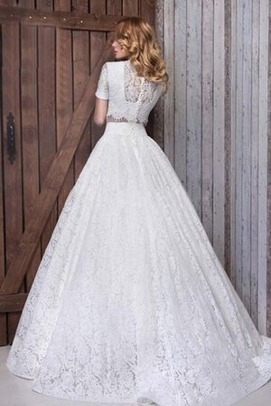 Robe de mariée romantique 2 pice de col haut ouverture frontale au niveau de cou - Photo 2